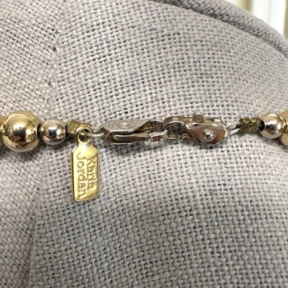 Karla Jordan Golden Metal Graduating Bead Necklace 20" Statement Vintage Stunner - Picture 6 of 7